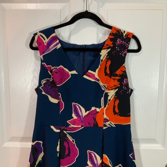 Trina Turk Fitzgerald Blue Floral Sleeveless High Low Dress Size 10 - Picture 2 of 9